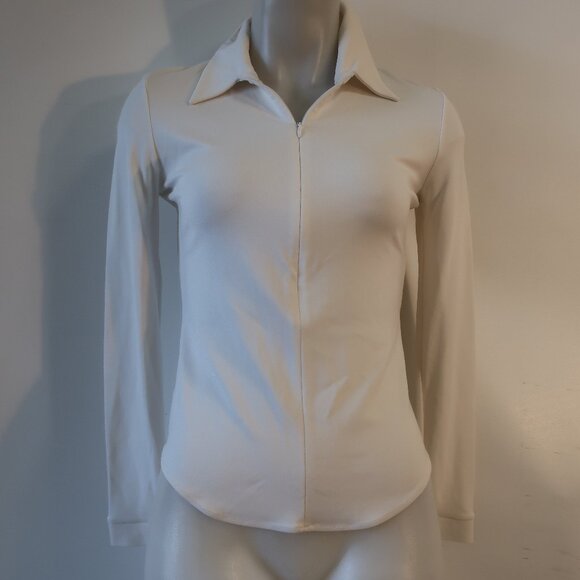 Womens Theory Off White 3/4 Zip Top S/P - Picture 1 of 6